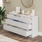 EPHEX 6 Drawer Dresser, Black Chest of Drawers, Storage Tower Clothes Organizer Closet, Double Dresser for Bedroom, Living Room, Entryway, 51.6''H x 15.7''W x 29.3''H White EPHEX