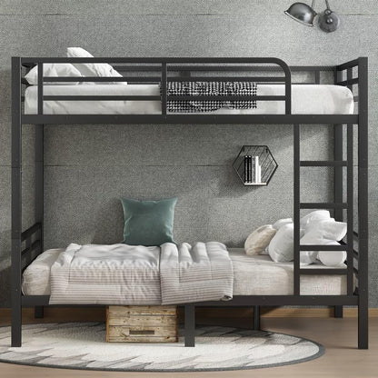 JIJIWANG Metal Full Over Full Bunk Bed for Teens and Adults,Space-Saving/Noise Reduced/No Box Spring Needed, Black