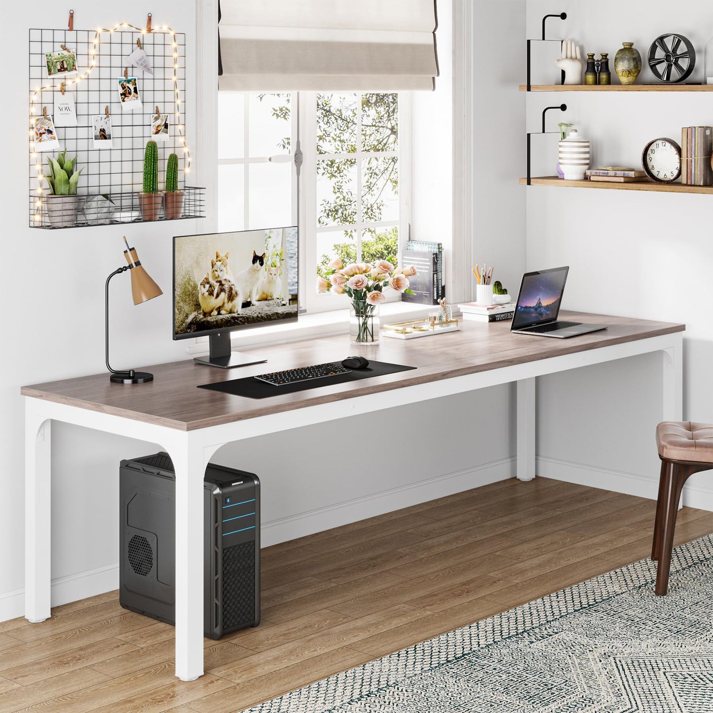 Tribesigns 78.7 Inches Extra Long Computer Desk 2 Person Desk, Double Long Desk, Workstaion for Home Office - WoodArtSupply