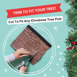 Realistic Faux Brown Bark Xmas Tree Skirt Hides Fake Pole, By Christmas Tree Hugger The Christmas Tree Hugger