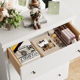 HOUSUIT White Dresser, 4 Drawer Dressers Chest of Drawers, Modern Tall Dresser, Wood Drawer Chest Storage Cabinet for Living Room, Hallway, Entryway, Home Office, Ivory White HOUSUIT