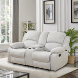 GEBADOL Manual Recliner Sofa Set, 3 Pieces Reclining Sofa Loveseat with Chair, Grey White Microfiber Recliner Couch Set for Living Room GEBADOL