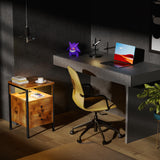 YILQQPER Nightstand with LED Light, Charging Station, 2 Deep Drawers & Shelves, Wood Night Stand Bed Side End Table for Bedroom & Living Room, Rustic Brown YILQQPER