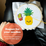 Needle Minders for Needlepoint [3 Pack] Needle Minder for Cross Stitch and Embroidery, Magnetic Needle Minder for Organizing, Cute Needle Nanny Magnet in 2 Pieces [Hedgehog, Fox, Cactus] Kraftex