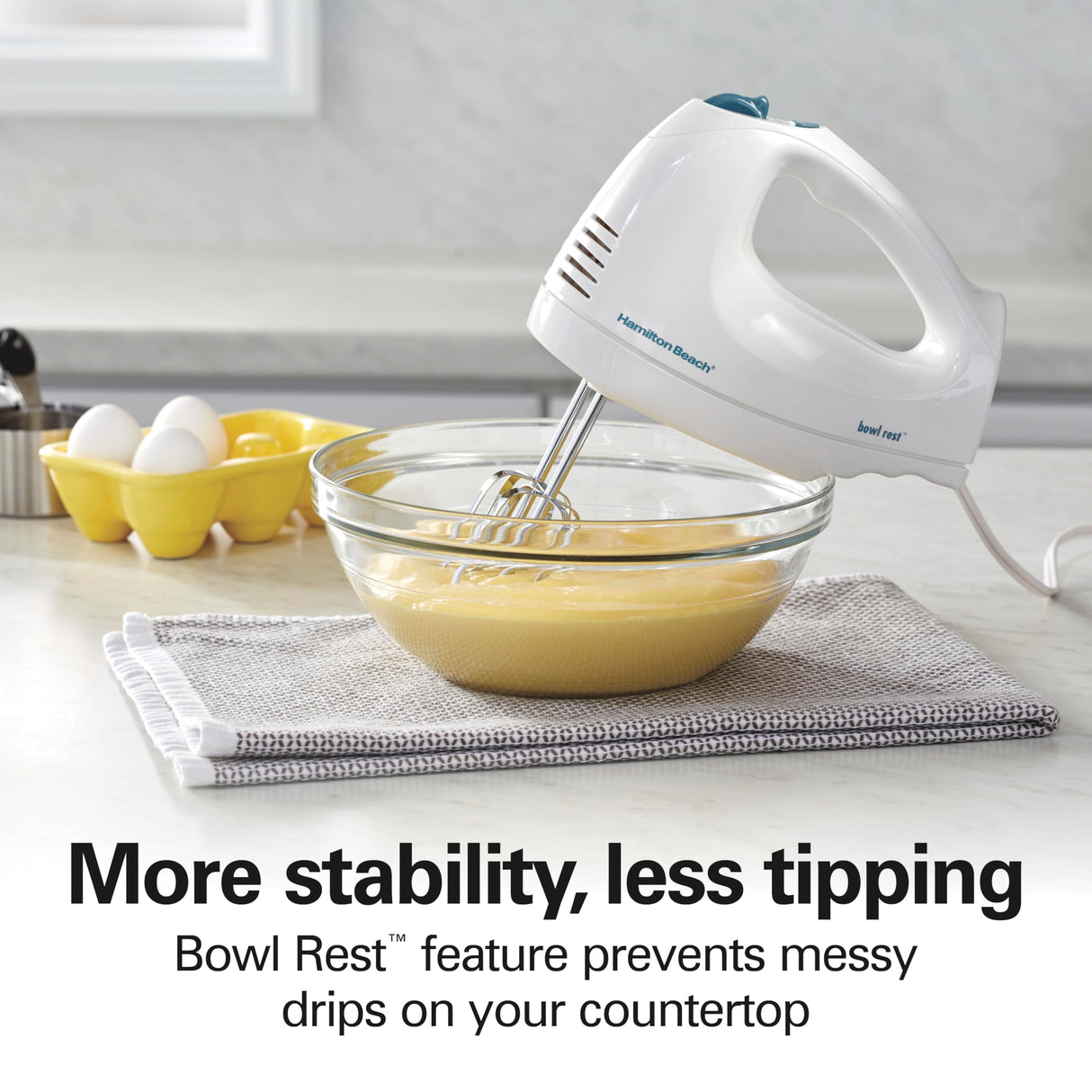 Hamilton Beach 6-Speed Electric Hand Mixer with Whisk, Traditional Beaters, Snap-On Storage Case, 250 Watts, White Hamilton Beach