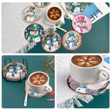8 Pcs Christmas Diamond Painting Coasters Kits with Holder,DIY Snowman Diamond Art Coaster Kits for Adults & Kids,Paint with Diamonds Coasters Craft Supplies for Holiday Decor Gifts Apcufir