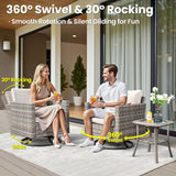 ovios 15 Pieces Patio Furniture Set, Outdoor Wicker Sectional Sofa with Swivel Chairs Coffee Table, Modern Modular Deep Seat Rattan Couch Conversation Sets, Beige ovios