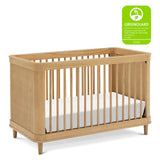 NAMESAKE Marin with Cane 3-in-1 Convertible Crib in Honey and Honey Cane, Greenguard Gold Certified NAMESAKE