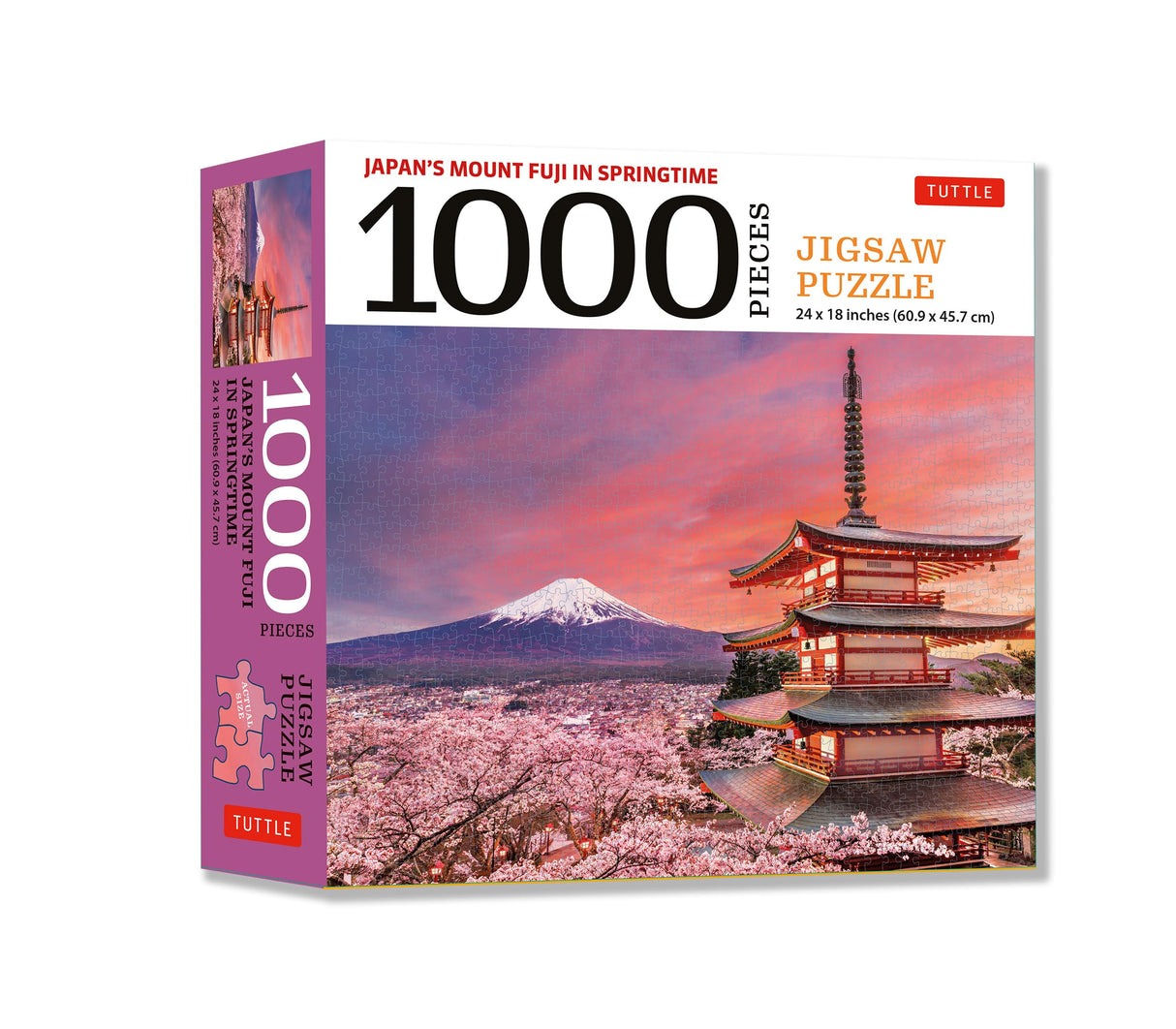 Japan's Mount Fuji in Springtime- 1000 Piece Jigsaw Puzzle: Snowcapped Mount Fuji and Chureito Pagoda in Springtime (Finished Size 24 in X 18 in) Tuttle Publishing