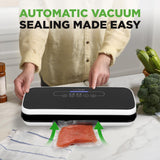 NutriChef Automatic Vacuum Air Sealing System for Food Preservation with Starter Kit, Compact Design, Lab Tested, Dry & Moist Food Modes with Led Indicator Lights, Black NutriChef