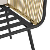 Yaheetech 3 Piece Patio Rattan Bistro Set, Outdoor All Weather PE Wicker Conversation Furniture Set with 2 Chairs & Tempered Glass Top Table & Cushions, for Poolside/Porch/Garden/Yard, Tan/Cream Yaheetech