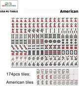 USA MJ Table Roller Coaster Style 40mm Chinese/Filipino/American Mahjong Folding Automatic Mahjong Table Wine Red Color Ultra Thin 2 Set of Numbered Tiles &Table Dust Cloth usamjtable