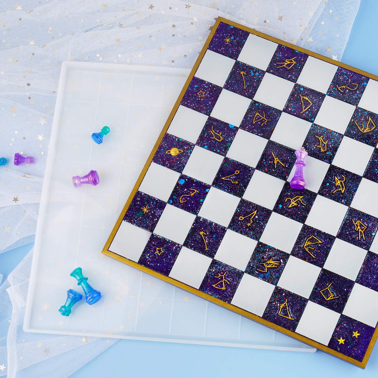 NiArt Chess Piece Silicone Molds Kit for Resin Casting 11"x11" Board & Pieces Set 3D Art DIY Crafts Making Epoxy UV Glossy Tray Agate Coaster Home Decor Office Ornament Jewelry Candle Cake Candy Soap NiArt