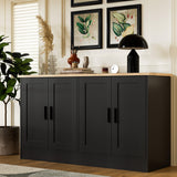 Anystyle Black 4 Door Buffet Cabinet, Coffee Bar Cabinet with Adjustable Shelf, Kitchen Buffet Sideboard for Living Room, Kitchen Anystyle
