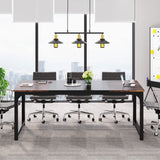 Tribesigns Conference Table, 6FT Meeting Seminar Table Rectangular Meeting Room Table, 70.8L x 31.5W x 29.5H, Rustic Brown/Black Tribesigns