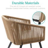 Best Choice Products Set of 2 Patio Dining Chairs, Outdoor Seating Set for Backyard, Poolside, Balcony, Indoor Use w/Woven Wicker Design, 250lb Weight Capacity - Natural/Ivory Best Choice Products