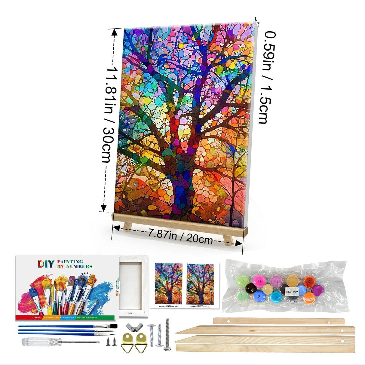 HeeBenor Framed Paint by Numbers Kit for Adults, Tree of Life Paint by Number with Easel, DIY Tree of Life Oil Painting Kit, Adult Paint by Number Kits Framed Canvas for Home Decor 8x12 Inch HeeBenor