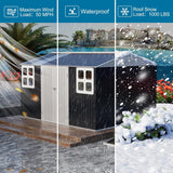 WELYAS 10x12 FT Metal Outdoor Storage Shed, Reinforced Frame Heavy Duty Large Waterproof Garden Tool Sheds with Unique Skylight Windows Air Vent for Patio Yard，Dark Grey WELYAS