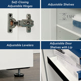 Sauder HomePlus Storage Pantry cabinets, L: 35.35" x W: 17.09" x H: 71.22", Soft White finish Sauder