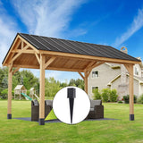 3 Pcs 4 "x 4 "Fence Post Anchors Ground Spike (Actual 3.6 ” X 3.6”)，Heavy Duty Metal Fence Stakes Post Base 22'' with Black Powder Coated Support for Mailboxes, Fences, Trellis Posts, Banners. Nrspp