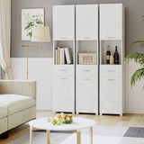 FOTOSOK 71" Elegant White Storage Cabinet with 6-Tier Display Shelf and Doors FOTOSOK
