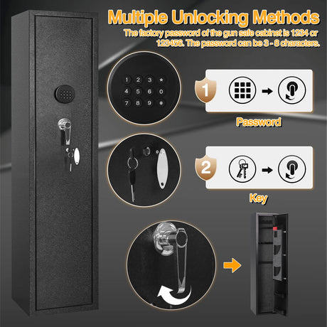 Greenvelly 8-12 Gun Safe for Rifles and Pistols,Quick Access Rifle Gun Safe with Password Lock, Long Gun Cabinet with Shelves and Pockets for Home,Office(No Assembly Required) Greenvelly