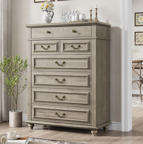 Jocoevol Grey 7 Drawer Dresser - Tall Chest for Bedroom, Large Wood Dresser with Deep Storage, Modern Dressers & Chests for Living Room, Closet Jocoevol