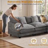 77" Cloud Chenille Sofa Set with Pillows, Deep Seat Loveseat Couch for Apartments, Space Saving 2-Seater with Solid Wood Frame, Easy Assembly (1YR Guarantee) MUDANT