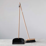 Creative Co-Op Beech Wood Broom & Standing Metal Dust Pan, Natural & Black Creative Co-Op
