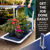 Upgraded Foldable Push Cart Dolly | 660 lbs. Capacity Moving Platform Hand Truck | Heavy Duty Space Saving Collapsible | Swivel Push Handle Flat Bed Wagon - Blue Lifetime Appliance Parts