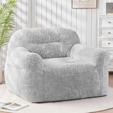 Spacocld Giant Bean Bag Chair for Adults - Large Bean Bag Couch with Armrests, Bean Bag Sofa Stuffed High-Density Foam, Plush Lazy Sofa Comfy Chair, BeanBag Couch for Bedroom, Living Room (Light Grey) Spacocld