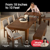 Transformer Table Dining Table Set for 4 to 12 Approved by Marie Kondo, Expandable Dining Table with 4 Dining Chairs and Extendable Bench, Brown Wood Table Set (Brown, Table + 4 Chairs + Bench) Transformer Table