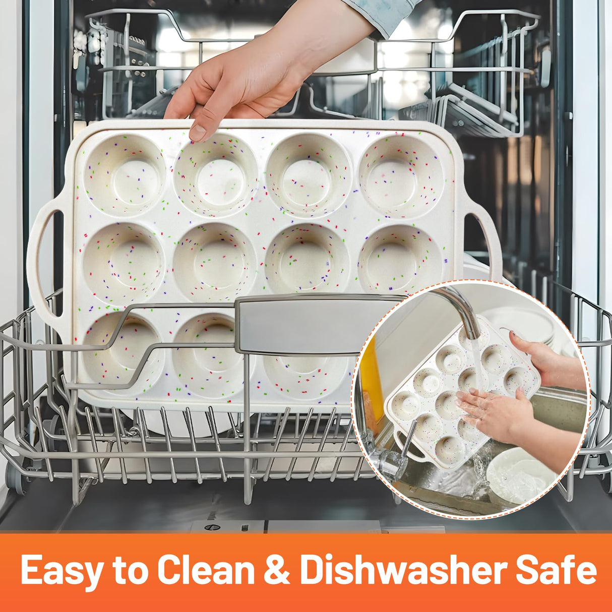 2Pack Silicone Muffin Pan for Baking with Metal Reinforced Frame, 12 Cup Regular Size Cupcake Pan, BPA Free Silicone Muffin Tray, Cupcake Baking Pan Molds for Oven Dishwasher Safe Vinino