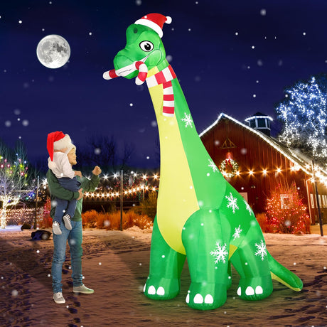 13FT Giant Dinosaur Christmas Inflatable Decorations, Built-in LED Lights, Strong Blower Huge Blow Up Yard Clearance Decor with Large Candy Cane Xmas Santa Hat Outdoor Indoor Holiday Party zukakii
