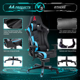 AA Products Gaming Chair Ergonomic High Back Computer Racing Chair Adjustable Office Chair with Footrest, Lumbar Support Swivel Chair - Upgraded Version BlackBlue AA Products Inc.