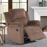 CANMOV Manual Recliner Chair, Soft Fabric Overstuffed Recliner Single Sofa Chair for Living Room Bedroom, Heavy Duty and Safety Reclining Mechanism, Light Brown CANMOV