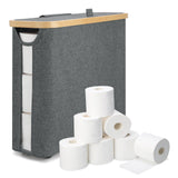 30L Toilet Paper Storage Basket with Lid, Bathroom Toilet Paper Storage Holder for up to 9-12 Rolls, Bamboo Toilet Tissue Storage Bin with Footbase Dntorx