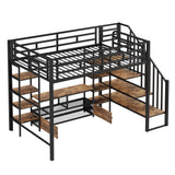 Harper & Bright Designs Full Size Loft Bed with Staircase and Desk, Metal Full Loft Bed Frame with Storage Shelves, Full Storage Bed for Kids Girls, Boys, Teens, Gray Harper & Bright Designs