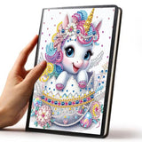 JISHSHAY Diamond Art Notebook Journal Diamond Painting Note Book Gem Art Sketchbook Gem Painting Diary Mosaic Kits for Adults Blank Notebook with Special Shaped 14.5×21cm/5.7×8.26in Unicorn JISHSHAY