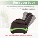 Prilinex Brown Rocker Recliner Chair - Oversized Leather Lazy Boy Recliner Chair with Overstuffed Armrest, Faux Leather Manual Reclining Chair for Living Room, Bedroom, Home Theater Prilinex
