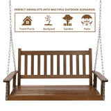 MUPATER Outdoor Patio Hanging Wooden Porch Swing 4FT with Chains, 2-Person Heavy Duty Swing Bench for Garden and Backyard, Wood Brown MUPATER