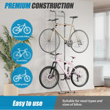 Suchtale 2 Bike Rack, Bicycle Rack, Bike Storage Rack for Garage, Gravity Bike Stand, Indoor Bike Organizer, Floor Vertical Bicycle Holder, Adjustable Wall Mount Cycle Hanger for Road Mountain Bikes Suchtale