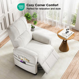 Amada Power Recliner Chair for Adults, Chenille Electric Reclining Chair for Small Spaces with Remote & Side Pockets, Thick Seat Cushion for Home Theater, RV, Living Room & Bedroom (White) AMADA HOMEFURNISHING