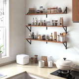 Heimlove Floating Shelves for Wall, 36 Inch Long Wood Floating Bookshelf Set of 3, Wall Mounted Hanging Shelf for Bathroom Bedroom Kitchen, Rustic Brown Heimlove