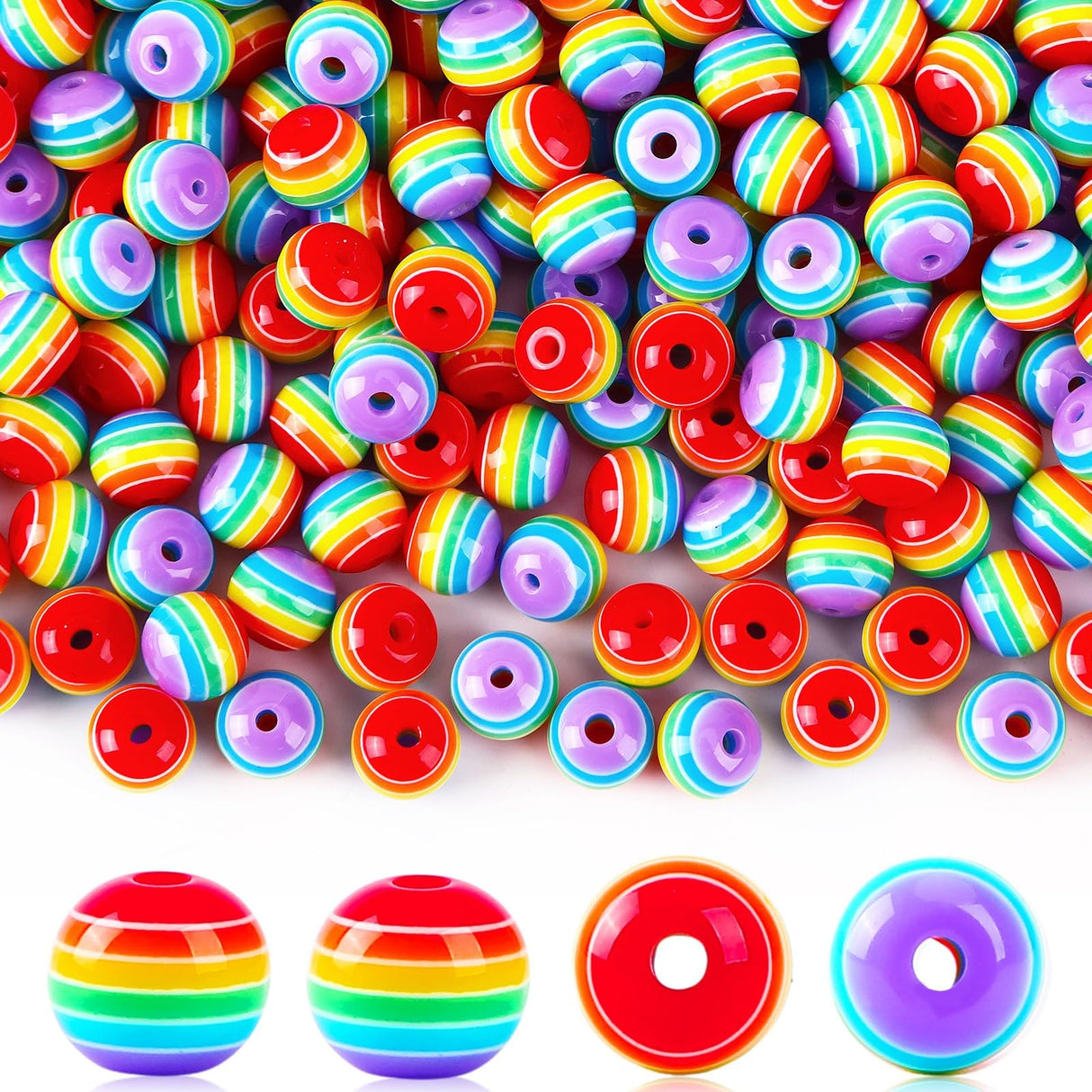 UPINS 500Pcs Resin Pride Beads Rainbow Beads for Jewelry Making DIY Crafts Gift Pride Month Lesbian Gay Wedding Party Favors Parades Accessories Supplies UPINS