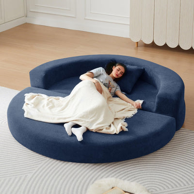 Mofolit 71" Boneless Couch Loveseat Folding Sofa Bed Convertible Floor Couch for Living Room,Sleeper for Guest Room,Apartment,Loft & Home Office. (1, Blue, 71")