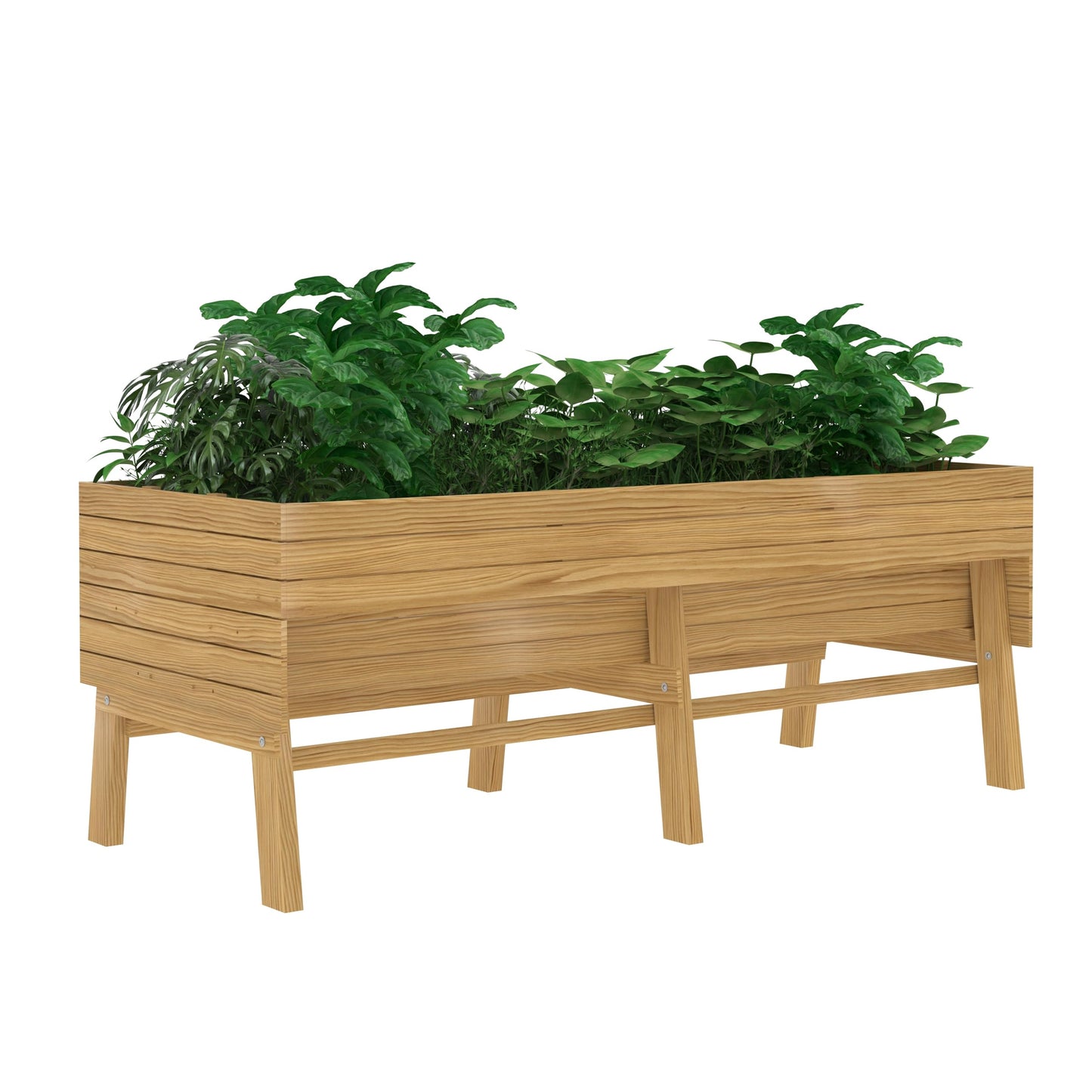 VEIKOU Raised Garden Bed 6 x 3 x 2FT, Raised Garden Beds Outdoor with 6 Legs, Detachable Liner, Garden Bed for Backyard, Patio, Balcony, 837lbs Capacity, Natural Wood - WoodArtSupply