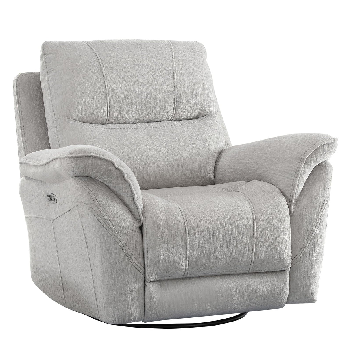INZOY Glider Recliner Nursery Chair, Power Recliner Swivel Glider, Fabric Electric Swivel Recliner Rocker with Overstuffed Backrest, Power Recliner Chair Reclining Sofa for Living Room, Light Grey INZOY
