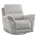 INZOY Glider Recliner Nursery Chair, Power Recliner Swivel Glider, Fabric Electric Swivel Recliner Rocker with Overstuffed Backrest, Power Recliner Chair Reclining Sofa for Living Room, Light Grey INZOY