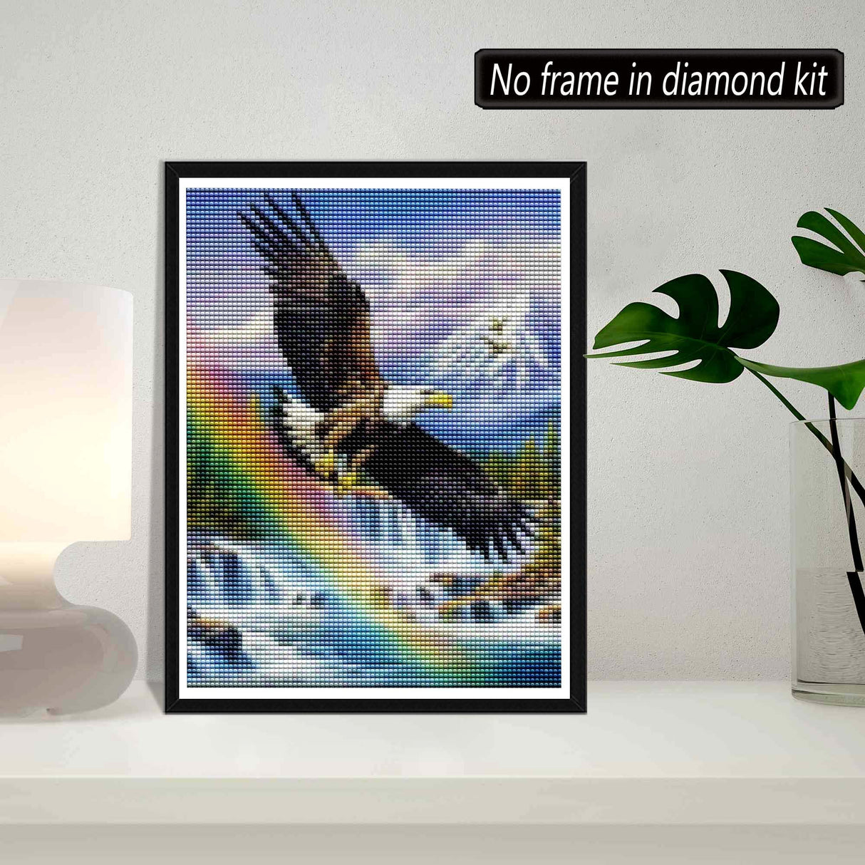 SKRYUIE 5D Diamond Painting Rainbow Snow Mountain Eagle Full Drill by Number Kits, DIY Rhinestone Pasted Paint with Diamond Set Arts Craft Decorations (12x16inch) SKRYUIE